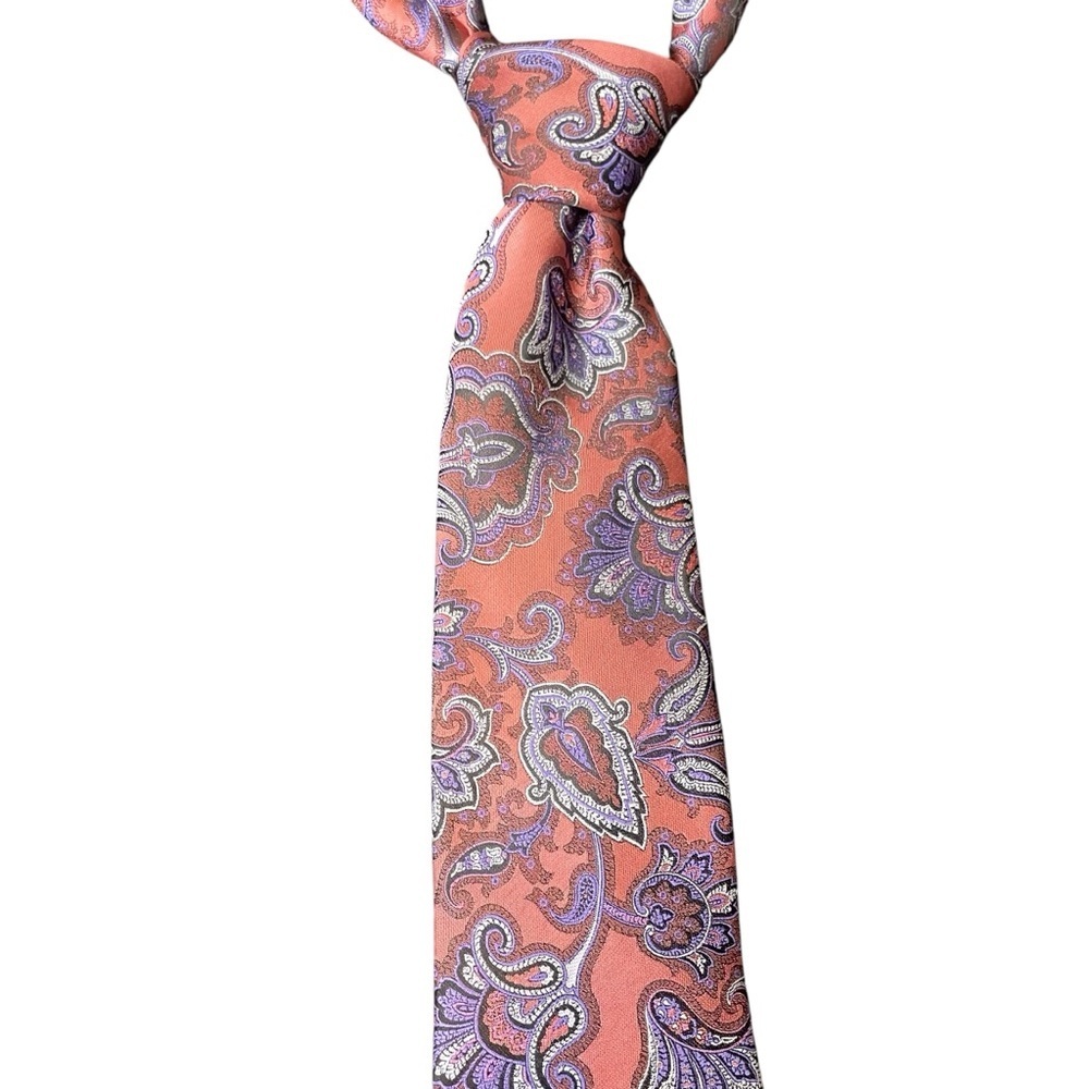 Brand Q Pink Purple Paisley Neck Tie Microfiber Career Office Easter Business‎ - Picture 2 of 9